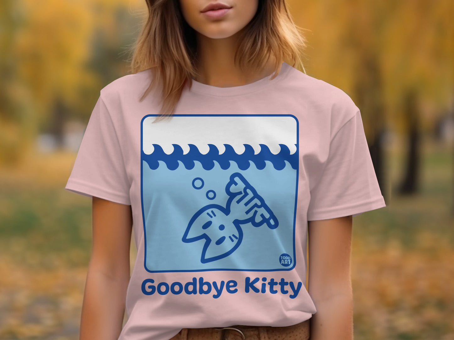 Graphic Tee with Goodbye Kitty Theme Design