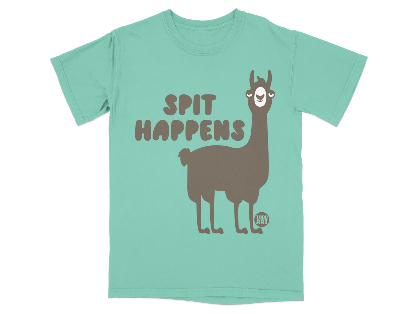 Funny Llama Spit Happens Graphic Tee Shirt