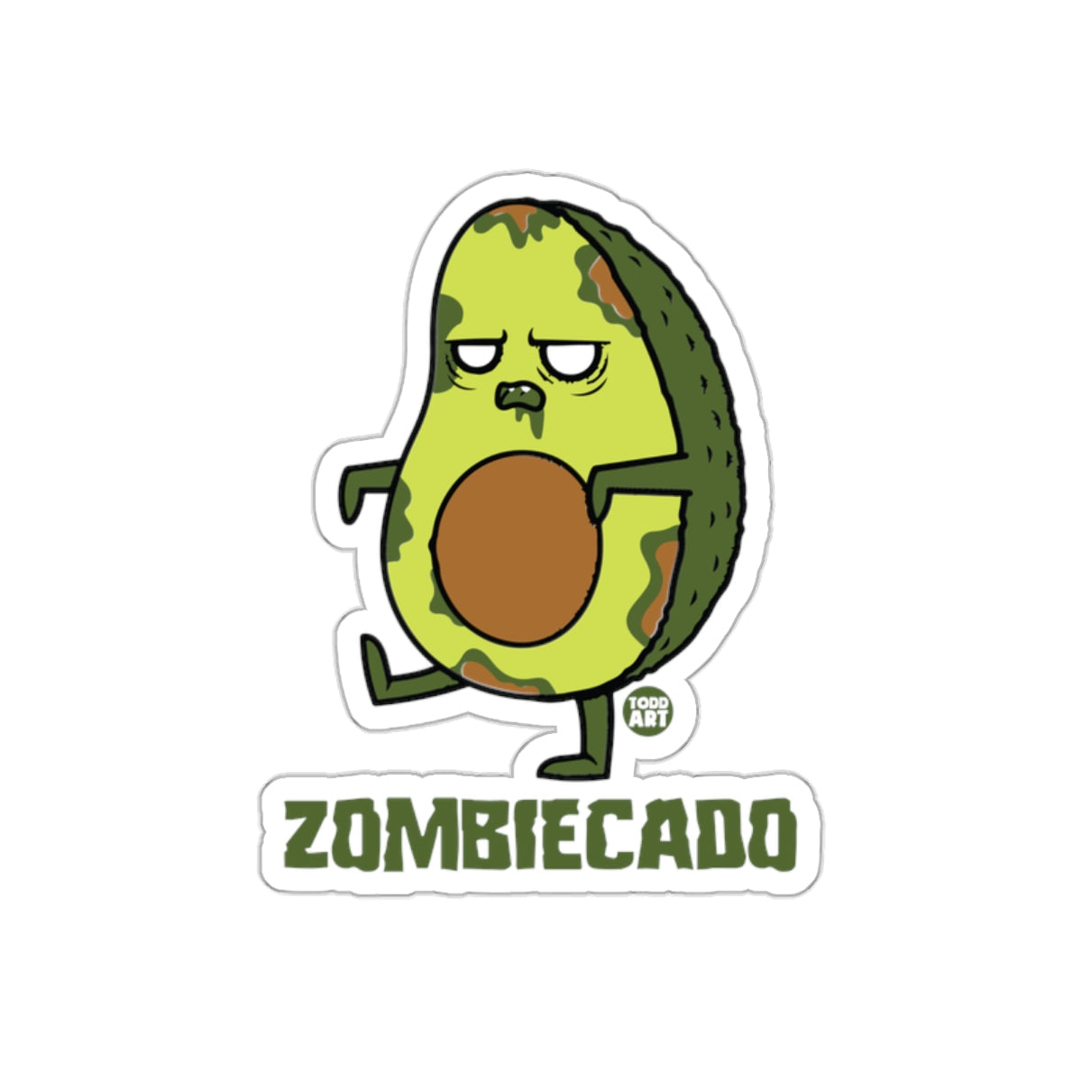 Zombiacado Funny Avocado Zombie Cartoon Graphic Sticker
