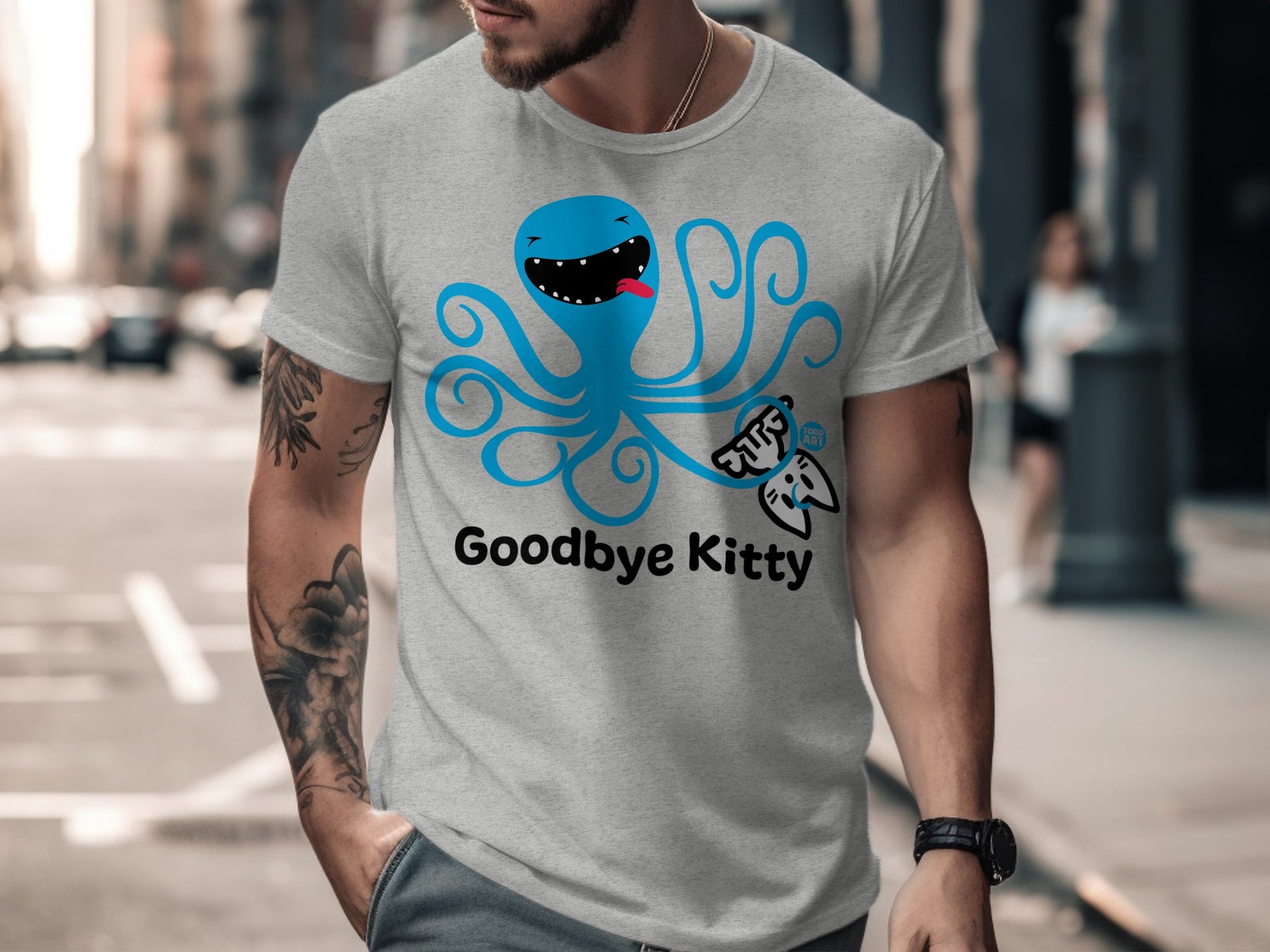 Goodbye Kitty Octopus Design T-shirt for Men