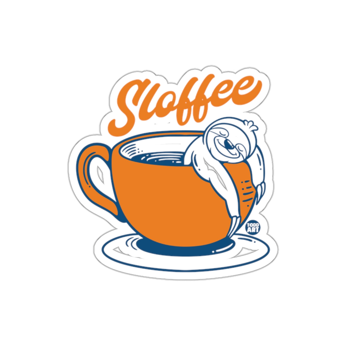 Sloffee Sloth in Coffee Cup Todd Art Design sticker