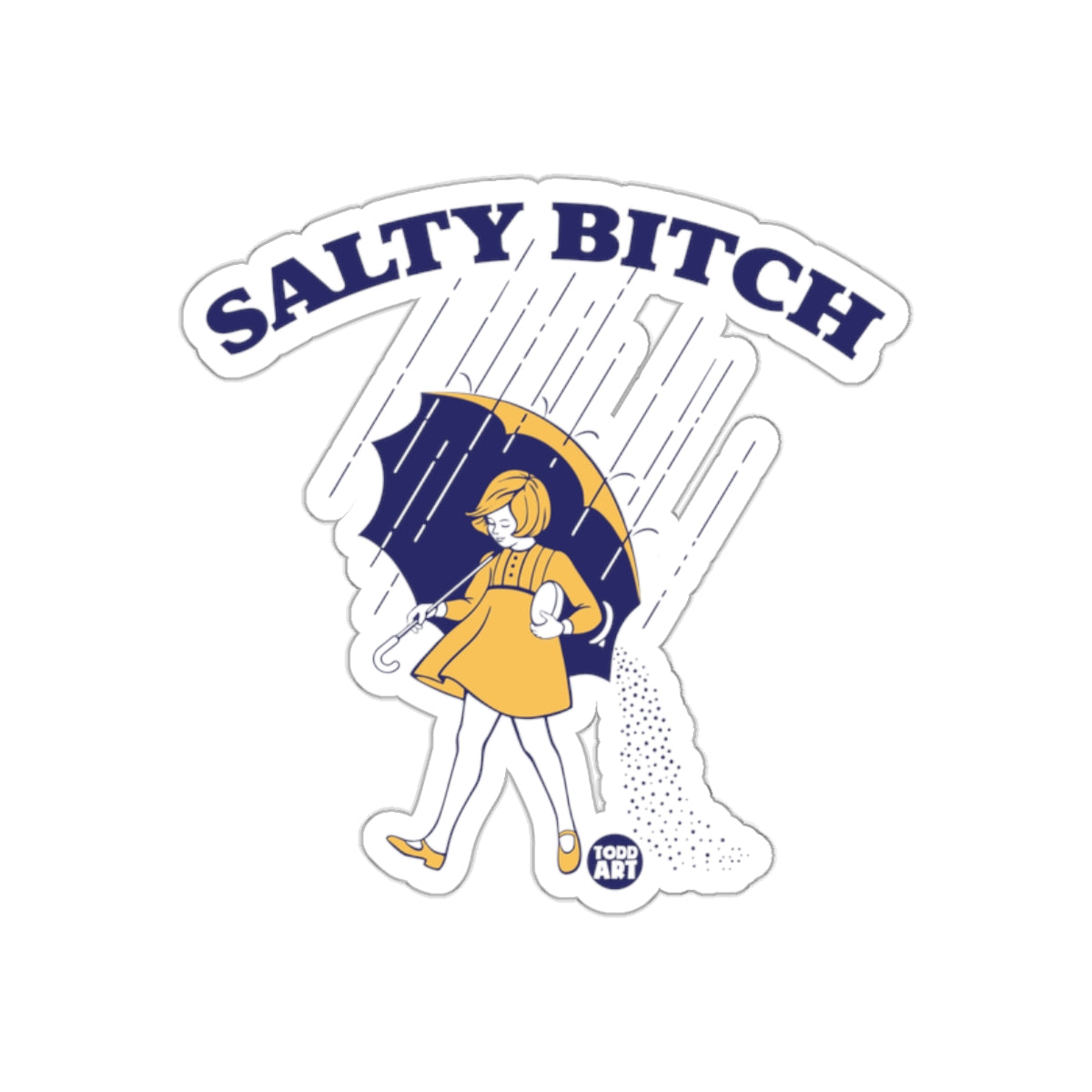 Salty Bitch Sticker with Girl Holding Umbrella Art