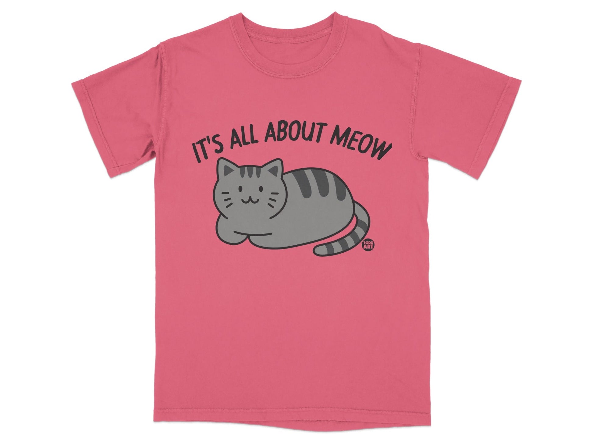 It's All About Meow Grey Cat on Pink T-shirt product