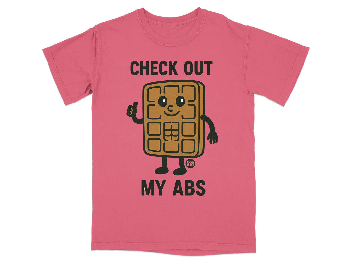 Check Out My Abs Waffle Character Fun Graphic Tee