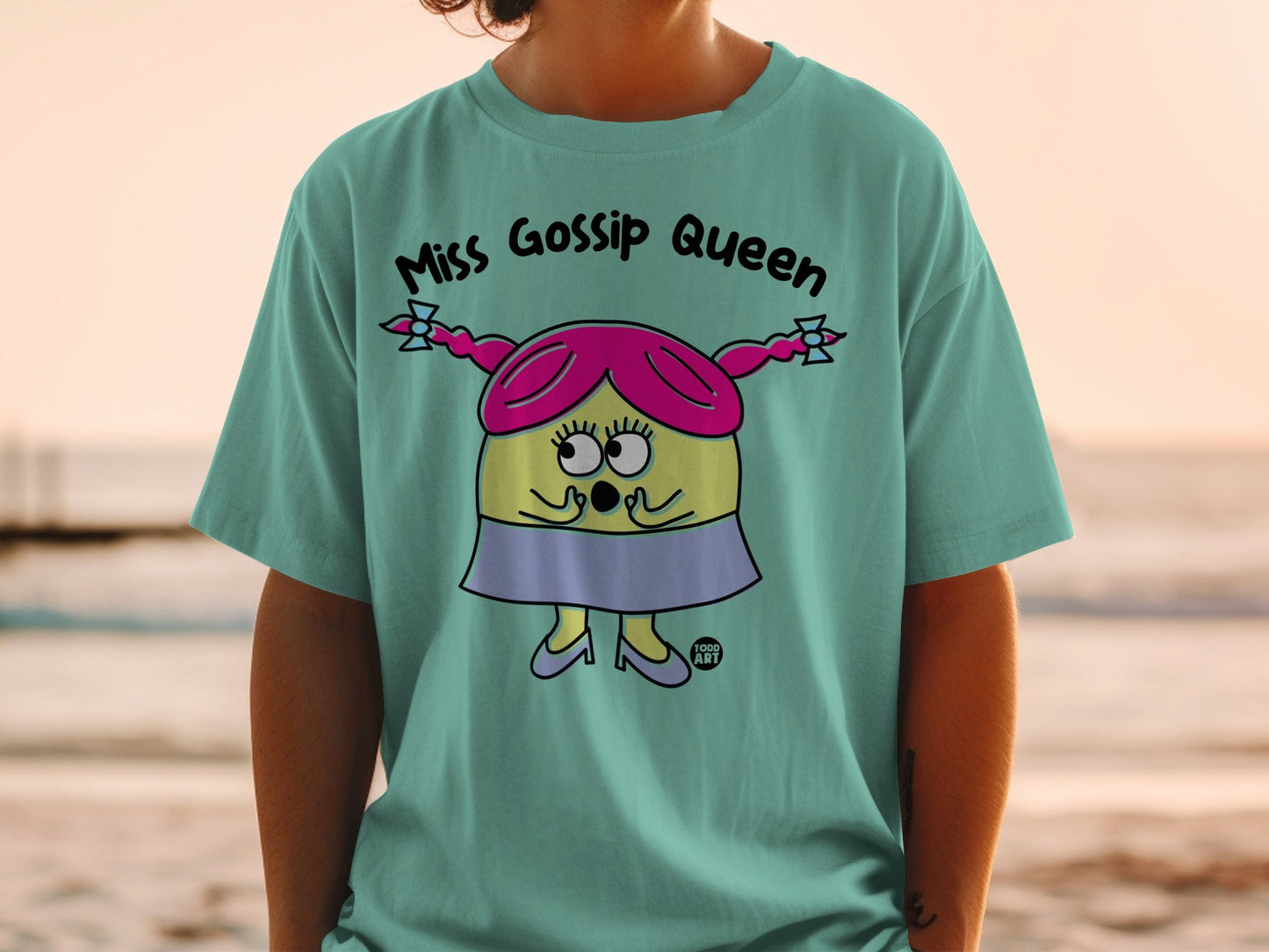 Miss Gossip Queen Cartoon Character T-shirt