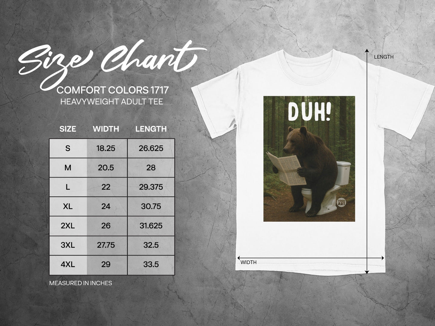 DUH Bear on Toilet Reading Newspaper Adult Tee