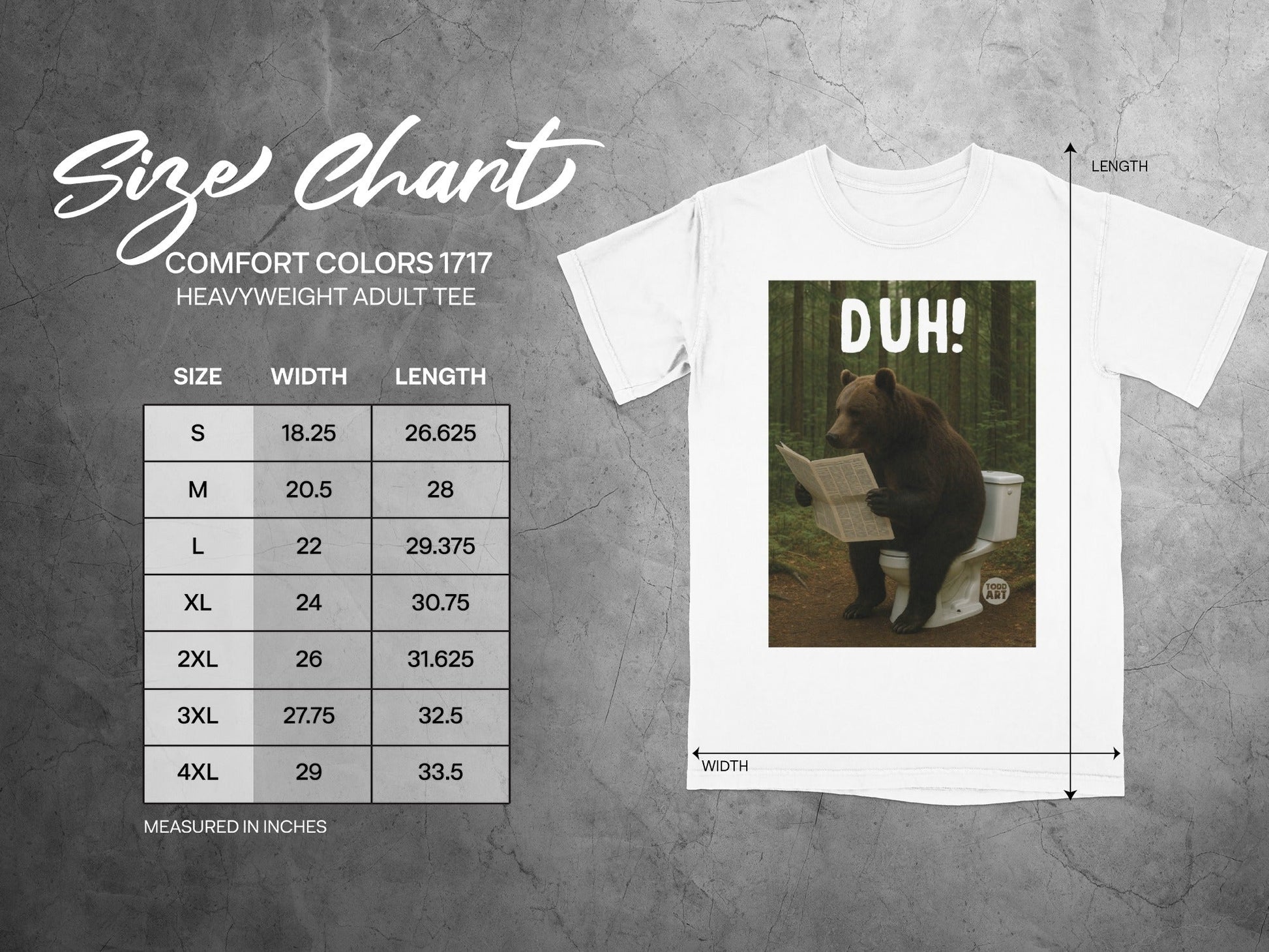 DUH Bear on Toilet Reading Newspaper Adult Tee