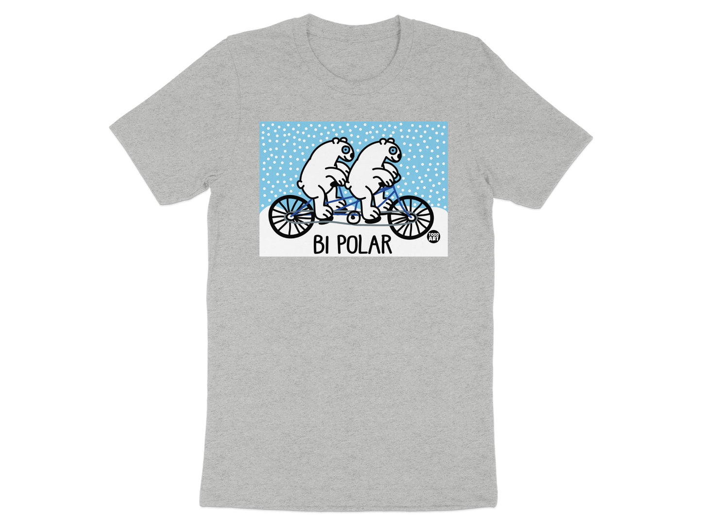 Funny Polar Bear Cycling Graphic Grey T-Shirt