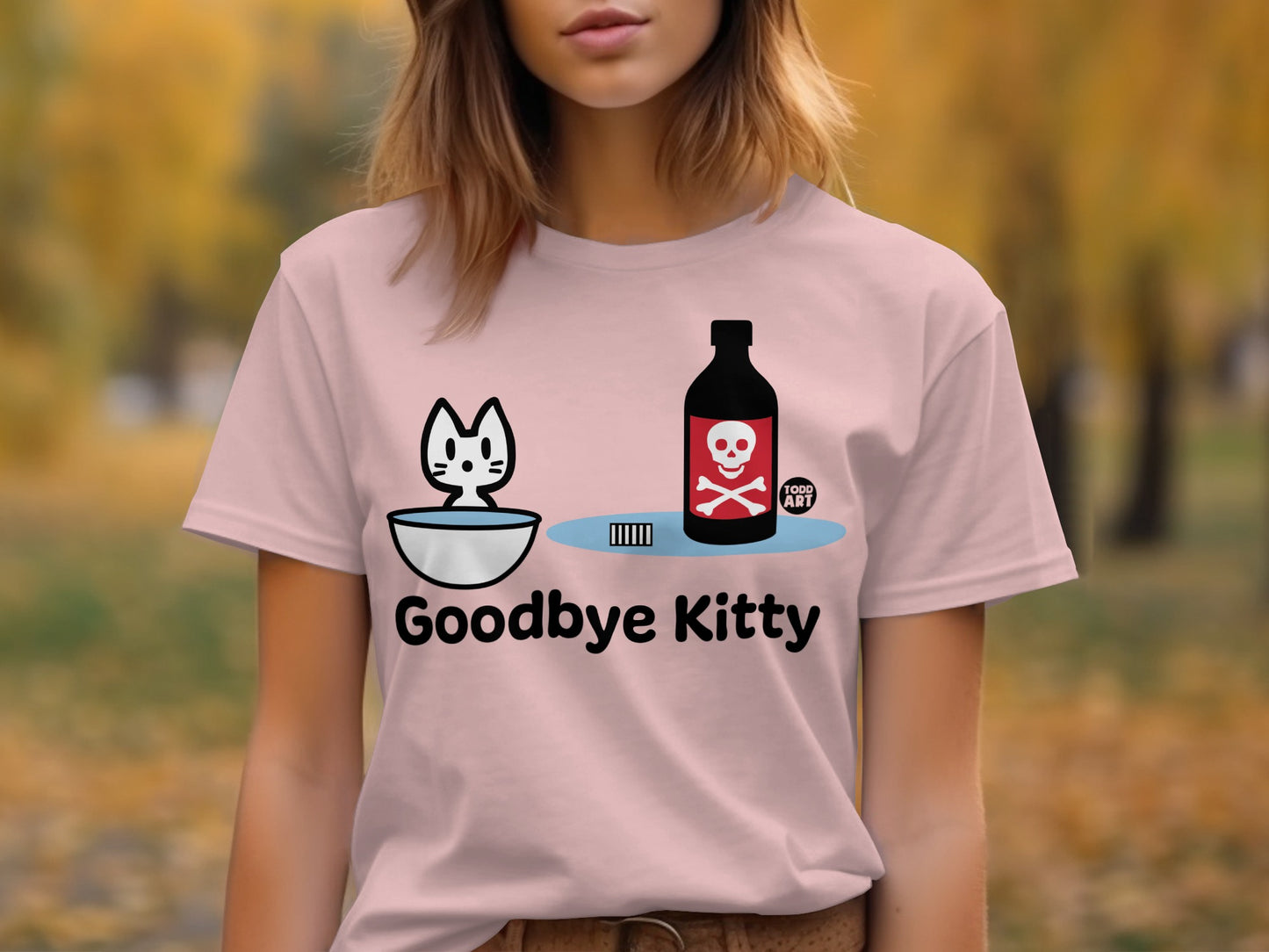 Goodbye Kitty Funny Graphic T-Shirt for Adults