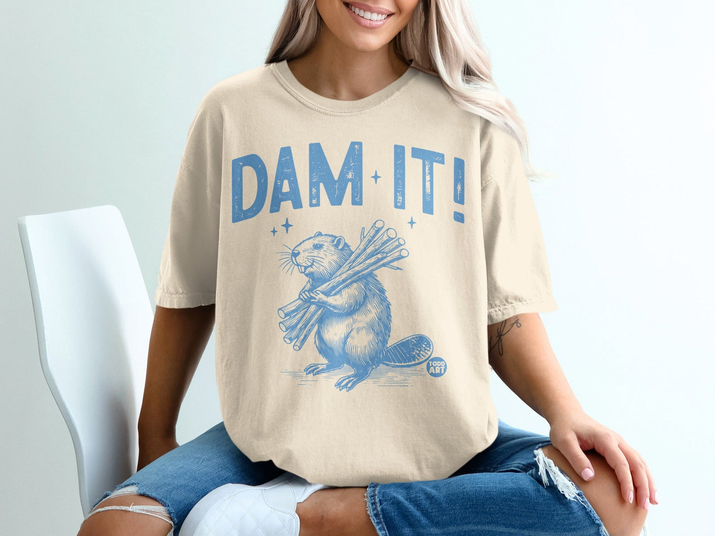 Dam It Beaver Graphic Funny Casual Apparel T-shirt