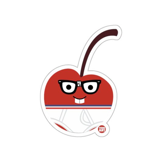 Cute Cartoon Cherry Character with Glasses Sticker
