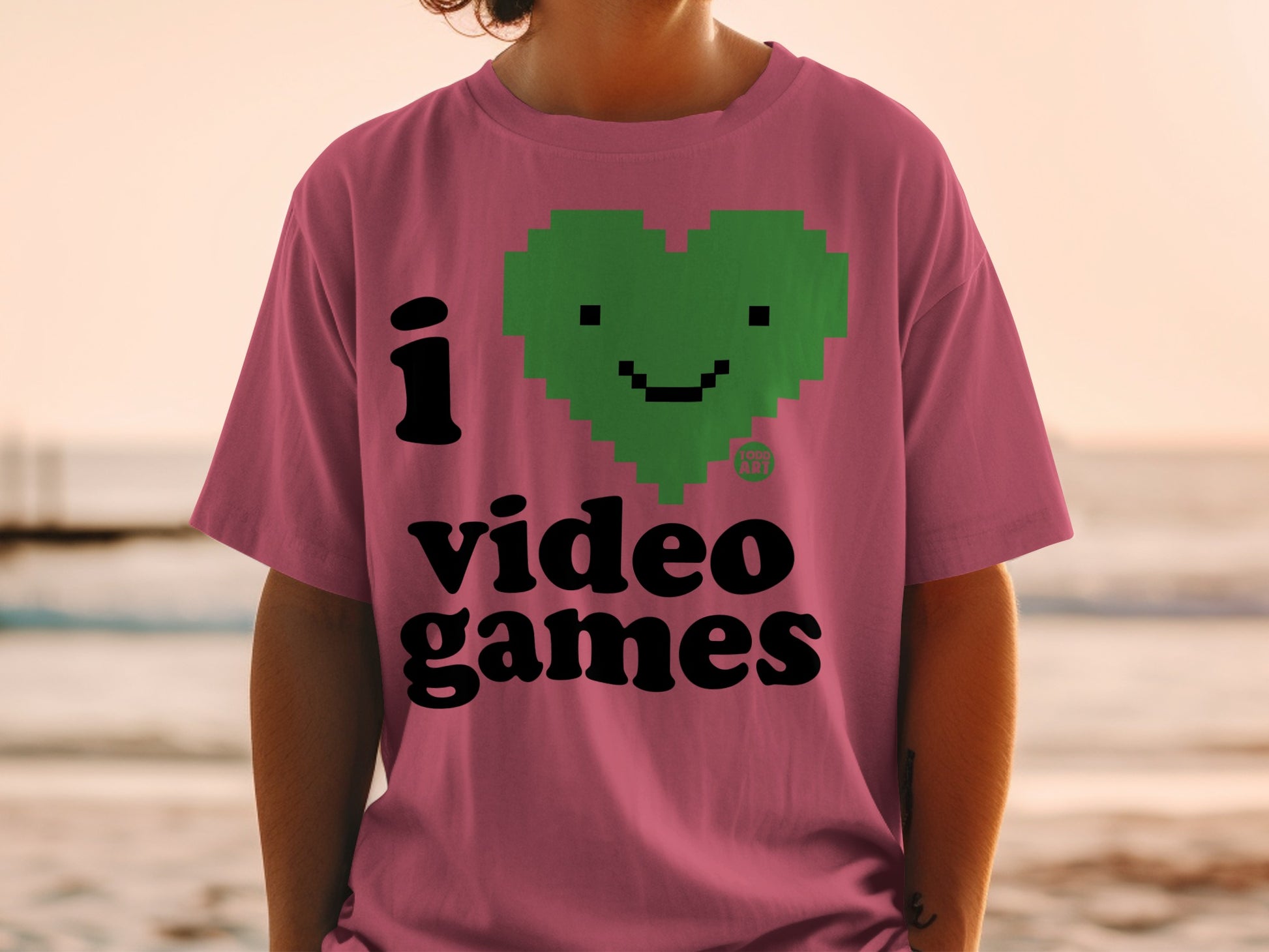 I Heart Video Games Graphic T-Shirt Pixel Art Top