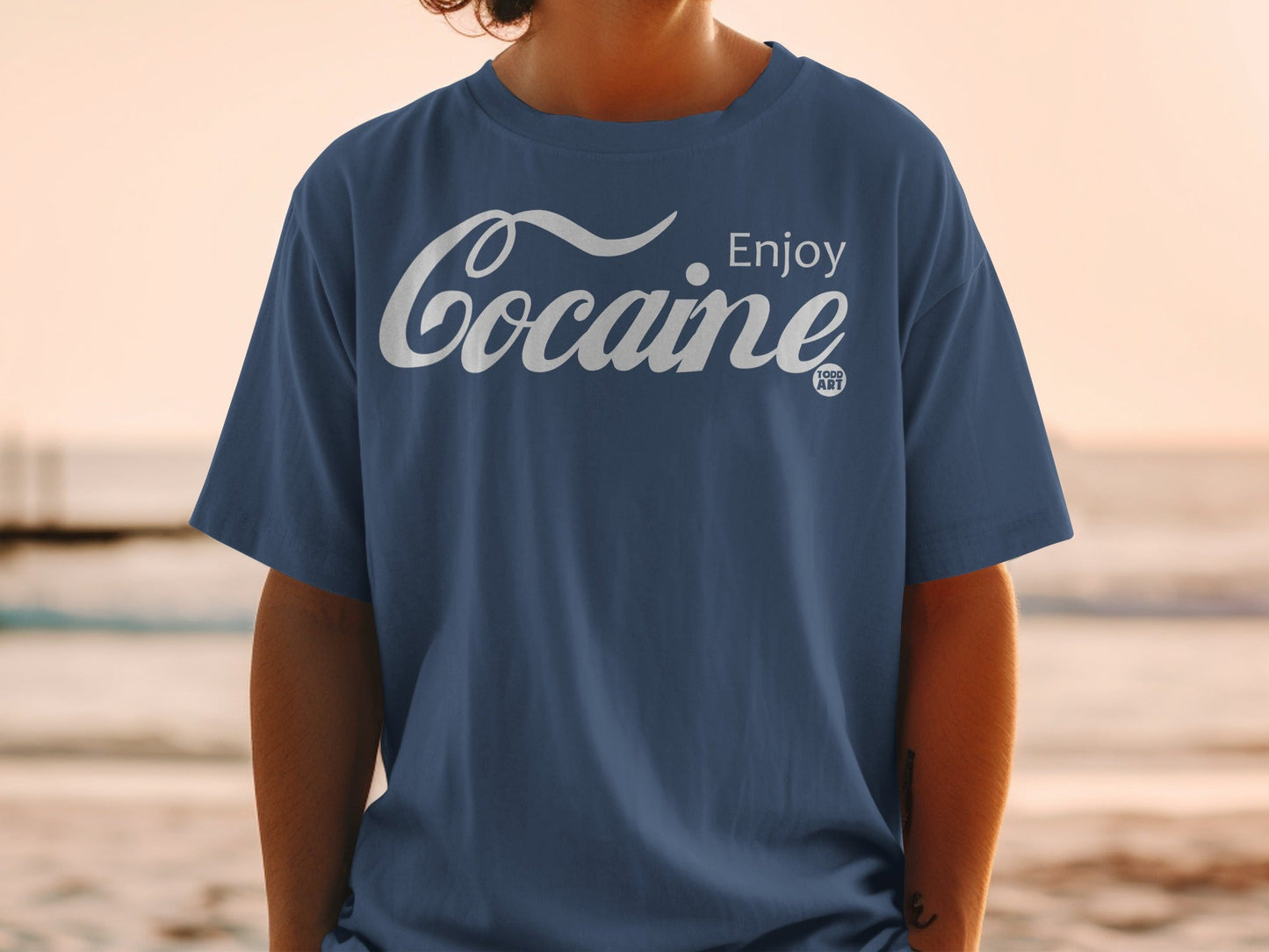 Enjoy Cocaine Todd Art Design Blue T-Shirt