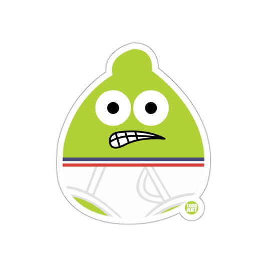 Green Comical Face with Expression Sticker