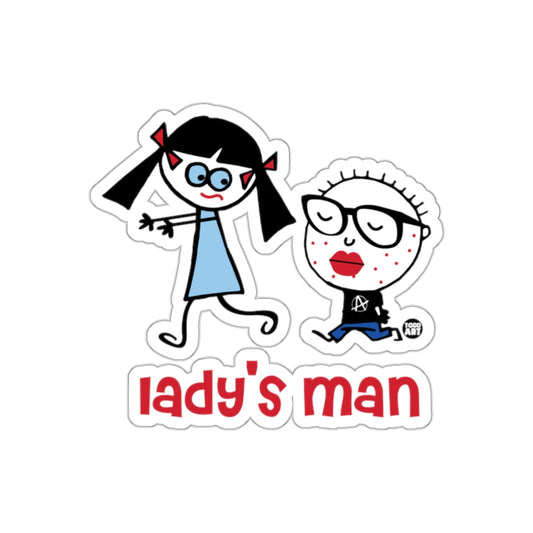 Lady's Man Fun Cartoon Art Sticker Design
