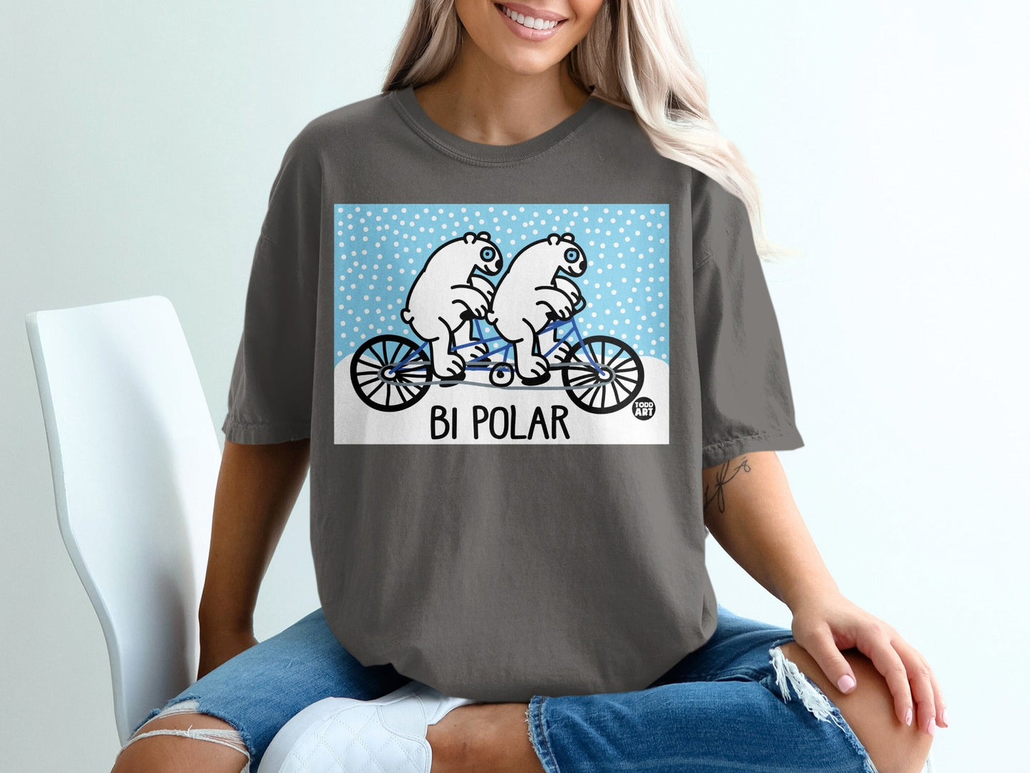 Polar Bears Riding Bicycle Cute Graphic Shirt