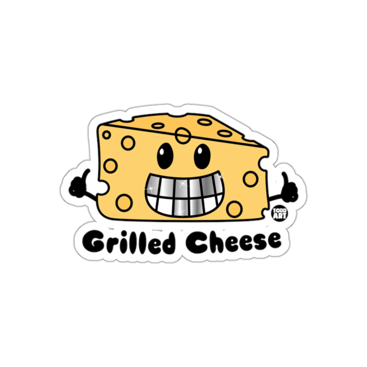 Smiling Grilled Cheese Sticker with Thumbs Up Design