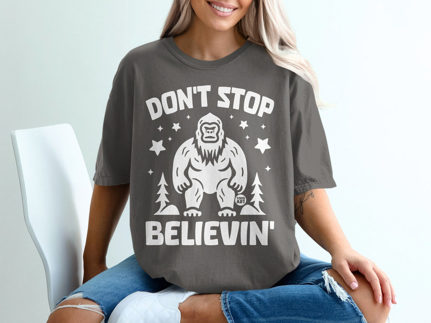 Don't Stop Believin' Bigfoot Graphic T-Shirt