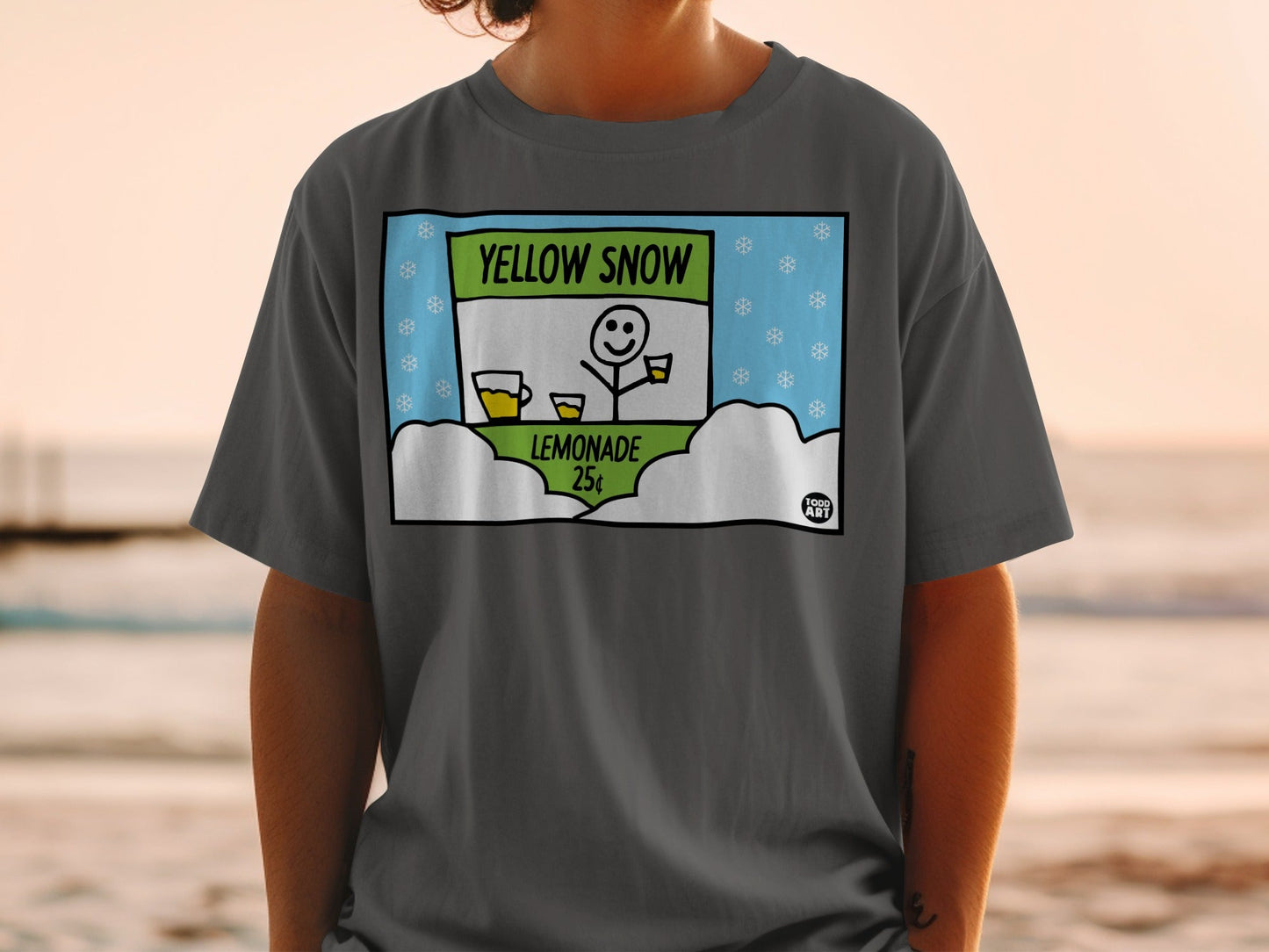 Funny Yellow Snow Lemonade Cartoon Graphic T-Shirt