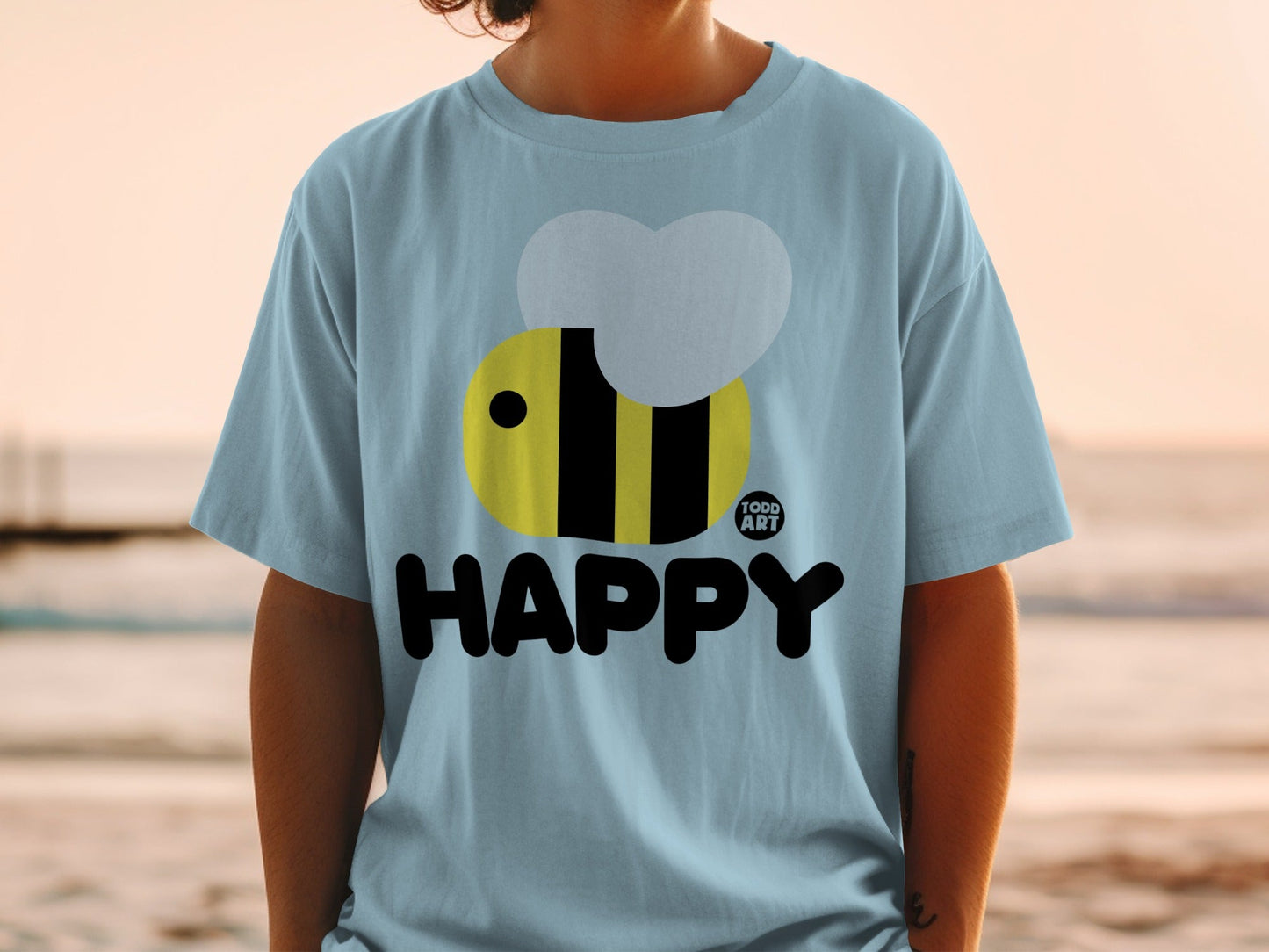 Happy Bee Todd Art Graphic Printed T-shirt Style