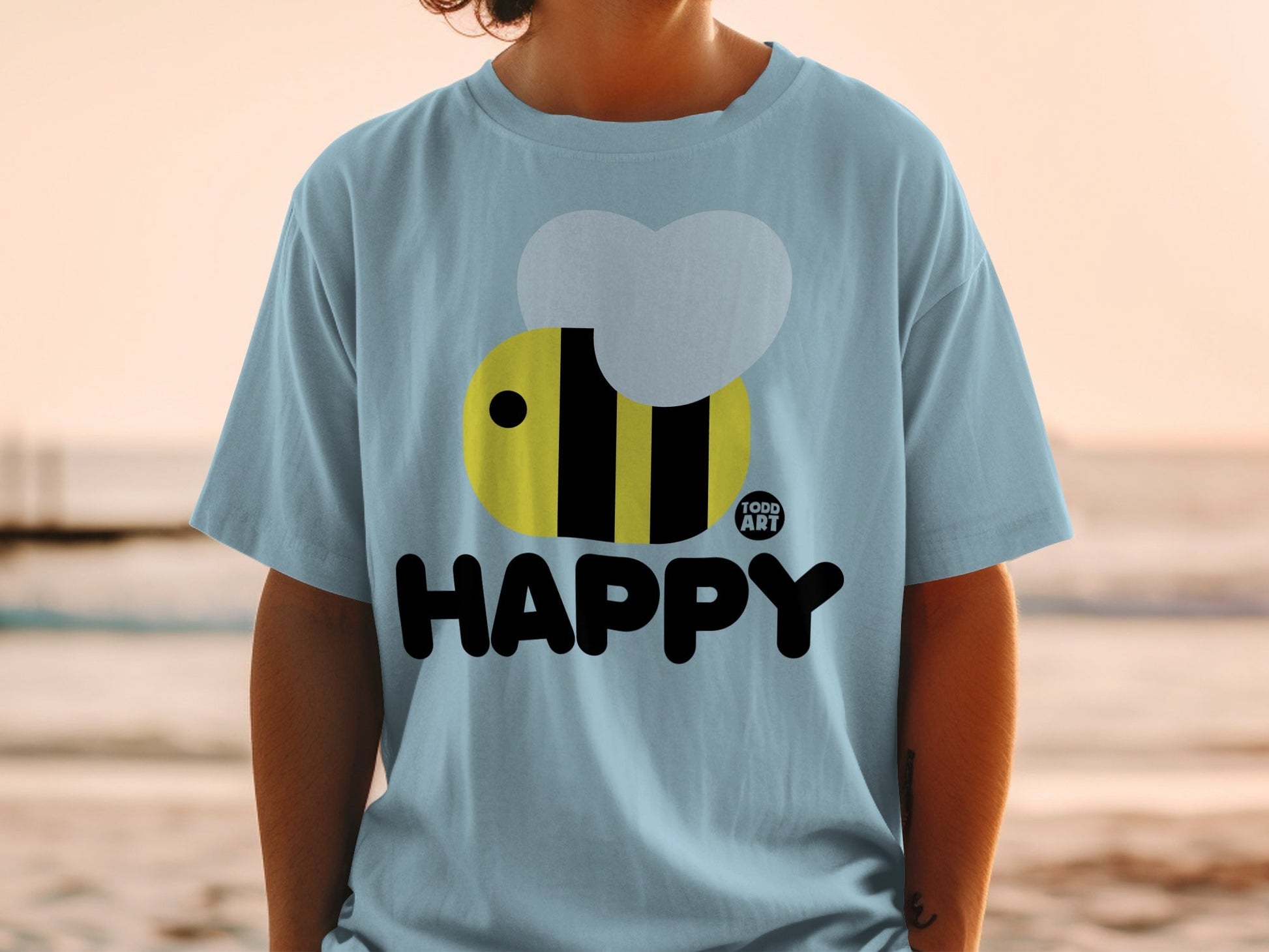 Happy Bee Todd Art Graphic Printed T-shirt Style