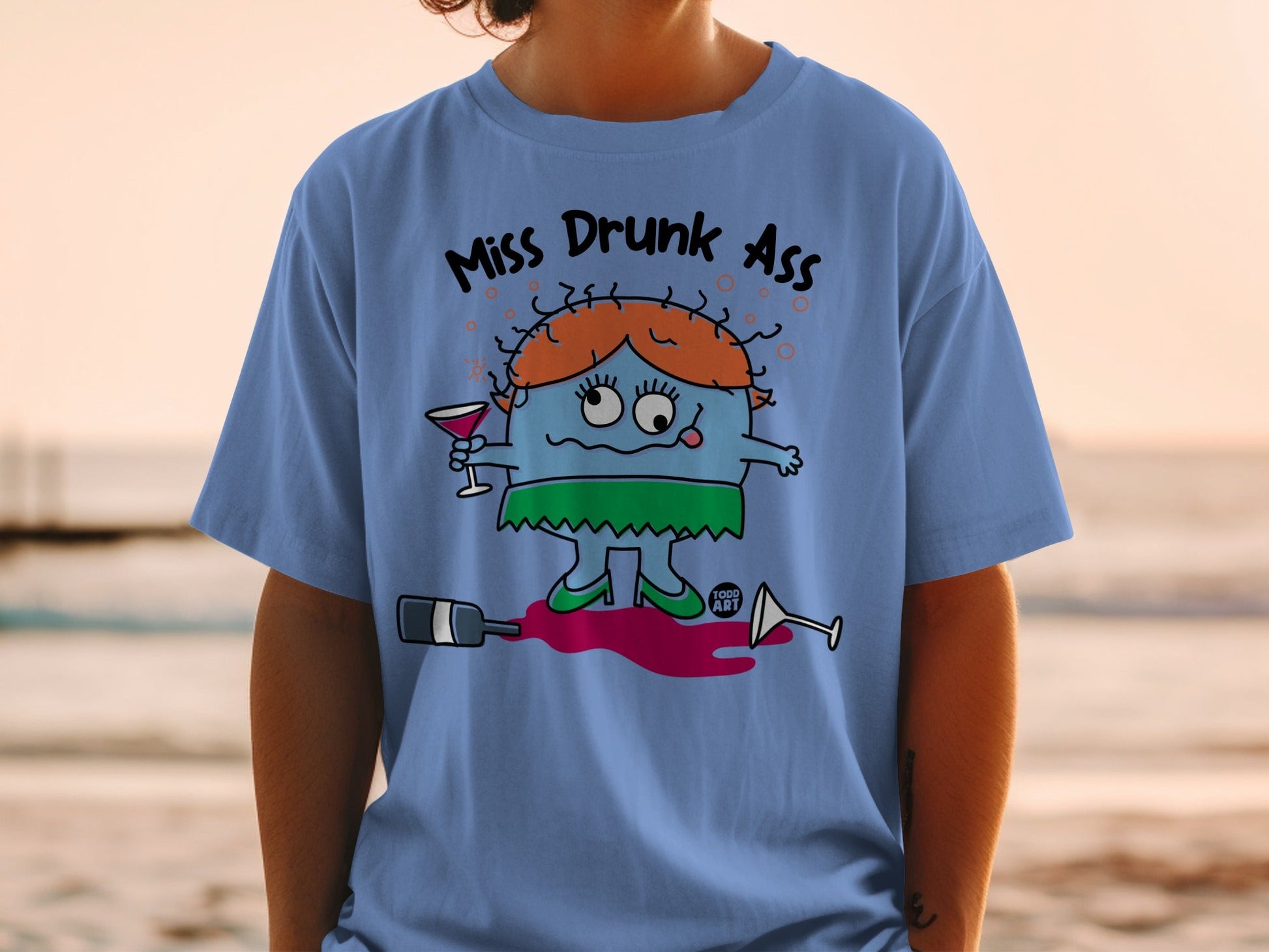 Miss Drunk Ass Cartoon Graphic Funny T-Shirt