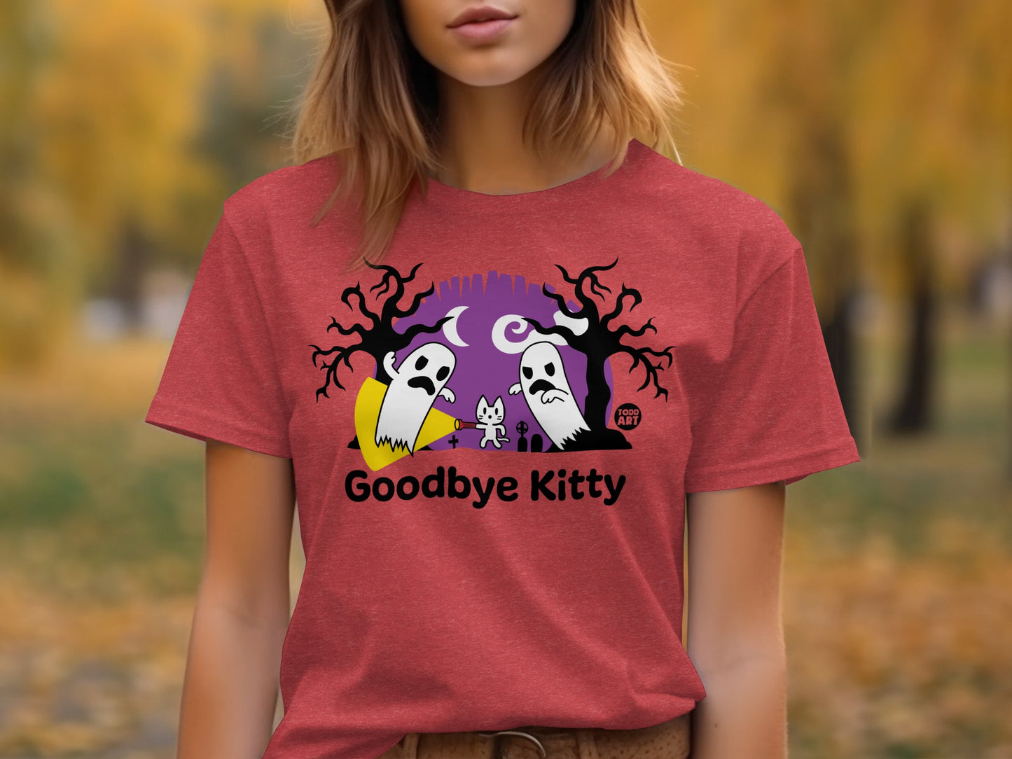 Goodbye Kitty Halloween Ghost Cat Graphic Tee