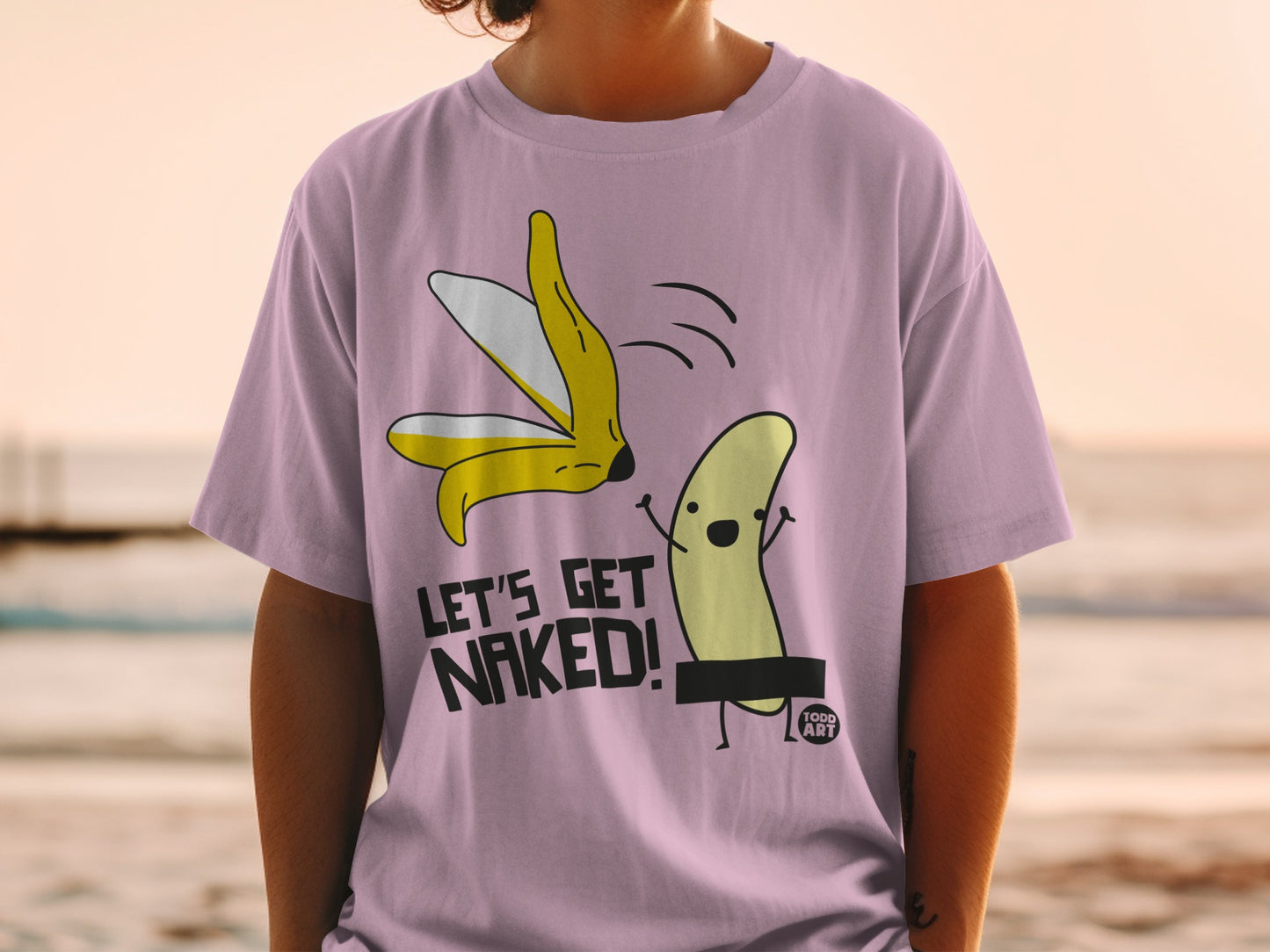 Humorous Peeling Banana Let's Get Naked Lilac T-Shirt product type