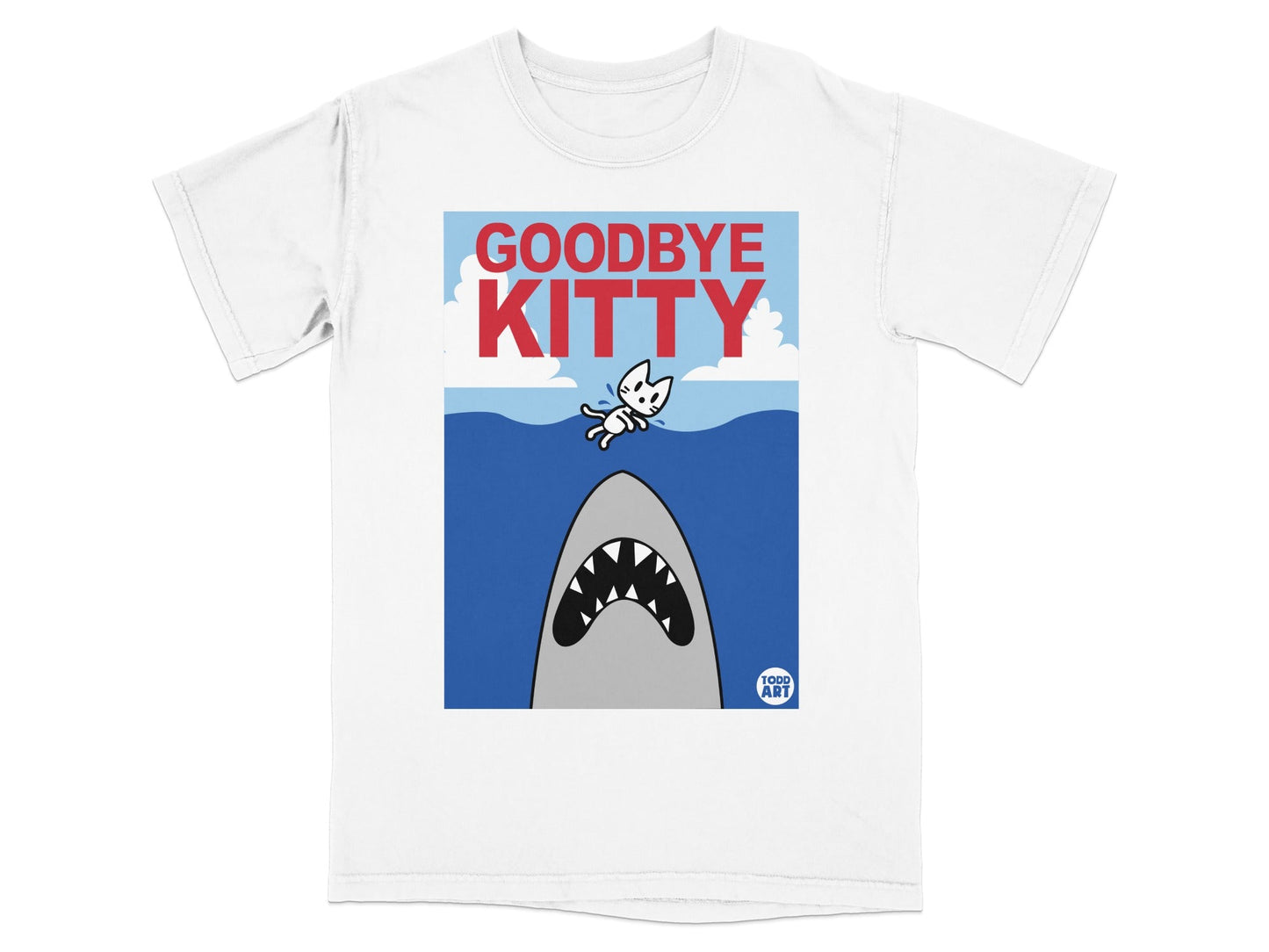 Goodbye Kitty Shark Graphic Short Sleeve T-shirt**