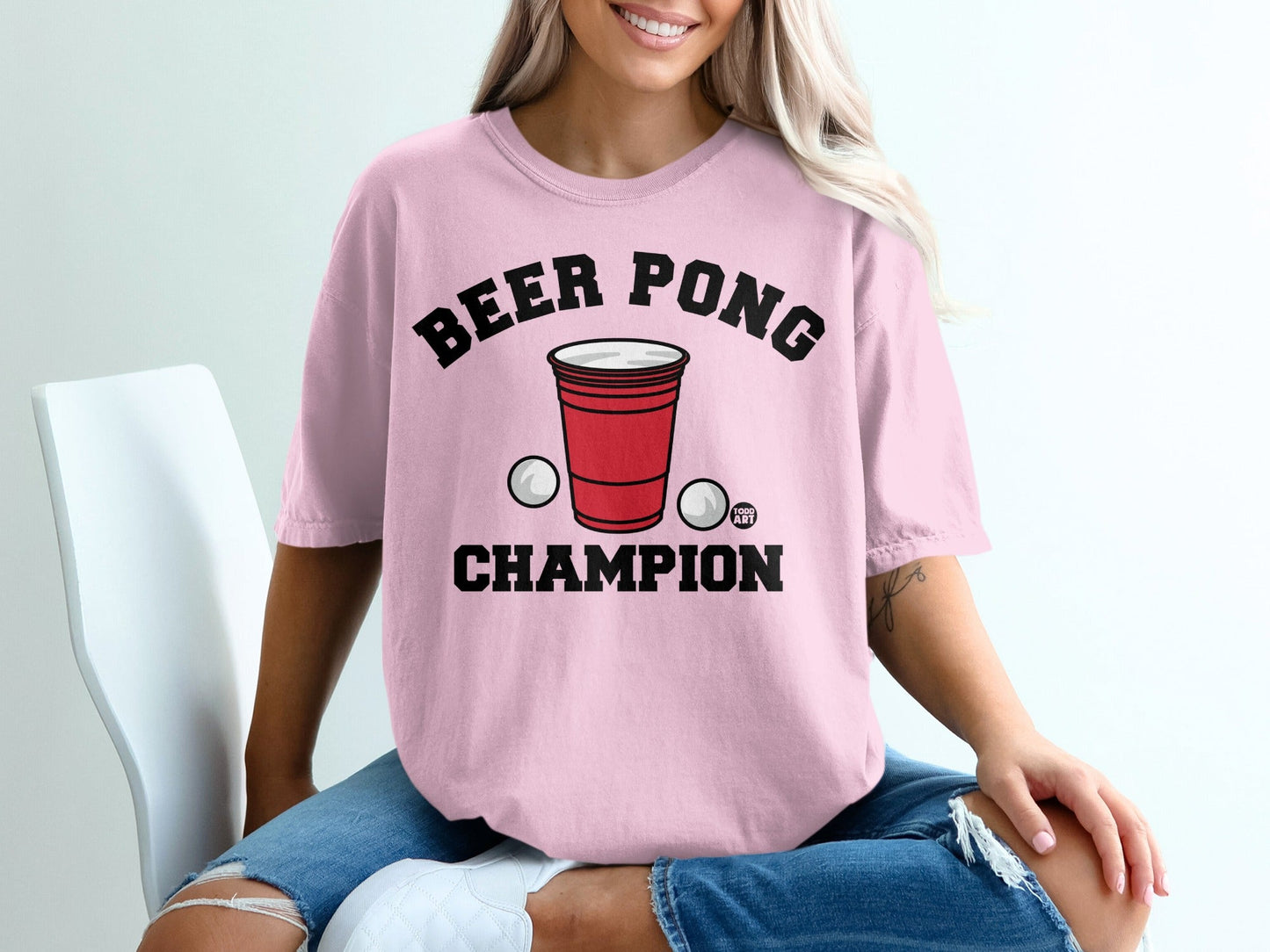 Beer Pong Champion Graphic Tee Fun Party Shirt