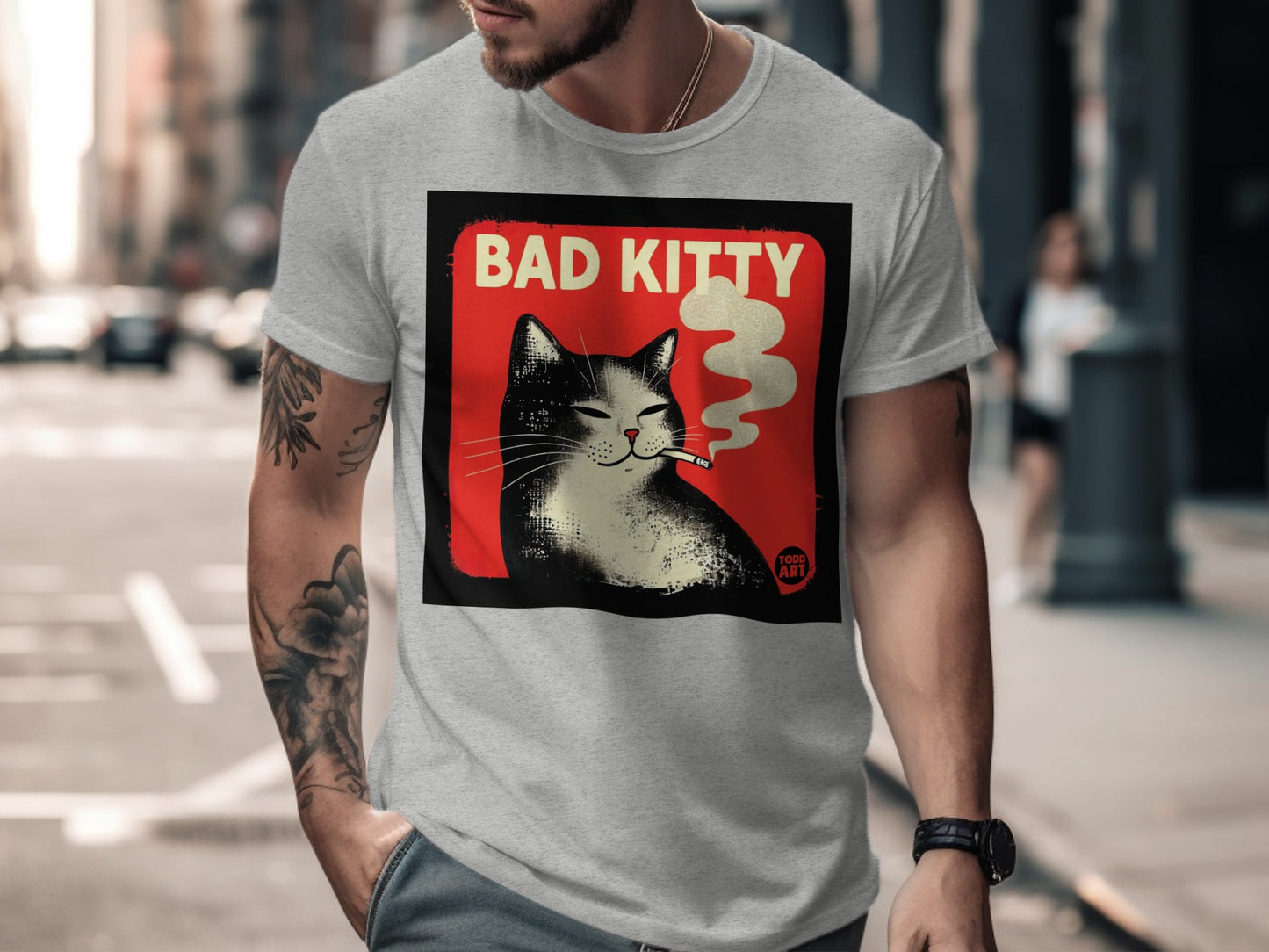 Funny Bad Kitty Smoking T-Shirt for Cat Lovers Product