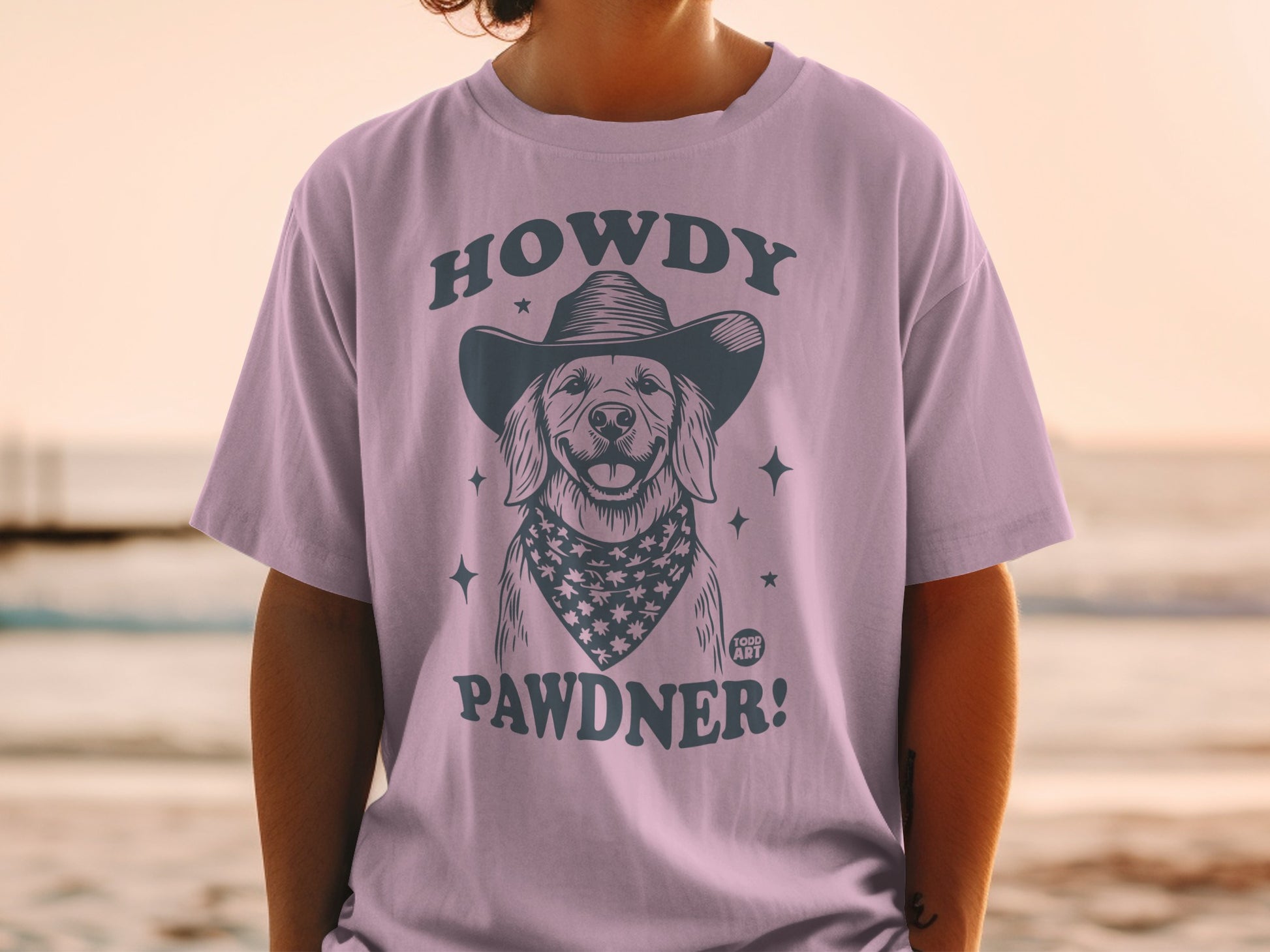 Howdy Pawdner Cute Dog Cowboy Design T-Shirt