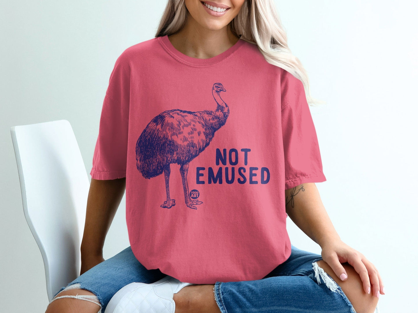 Not Emused Funny Graphic Ostrich T-Shirt