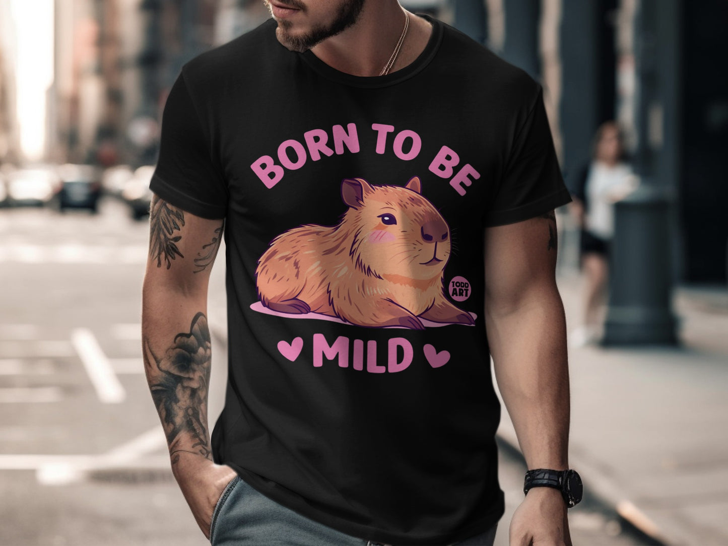 Born to Be Mild Capybara Graphic Tee for Animal Lovers