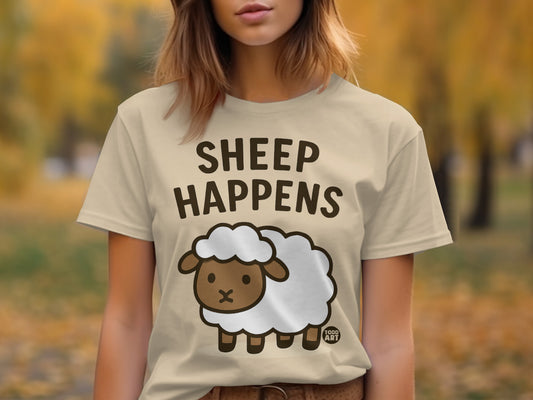 Sheep Happens Cute Cartoon Sheep Graphic T-shirt