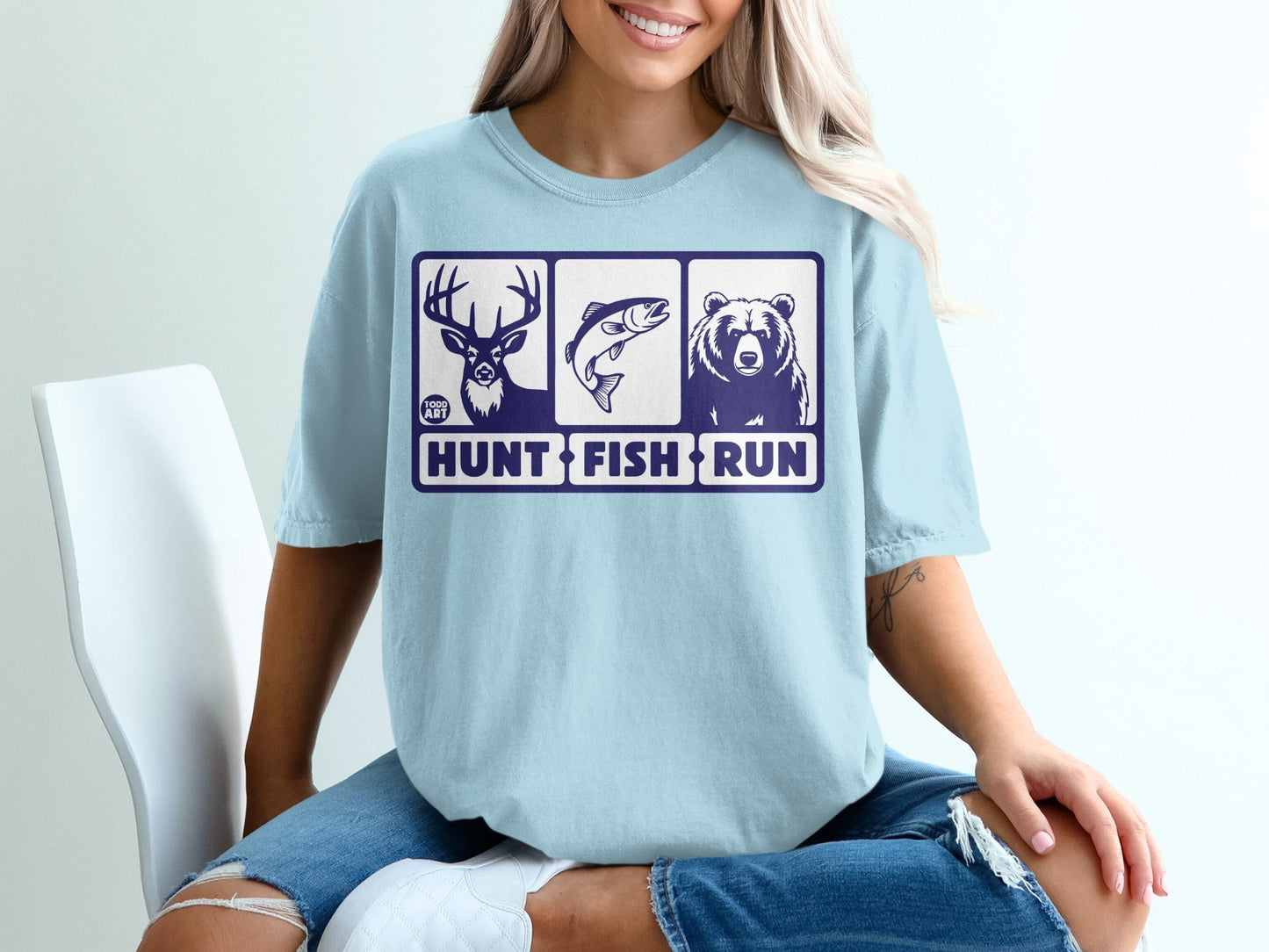 Hunt Fish Run Graphic Outdoor Activity Shirt