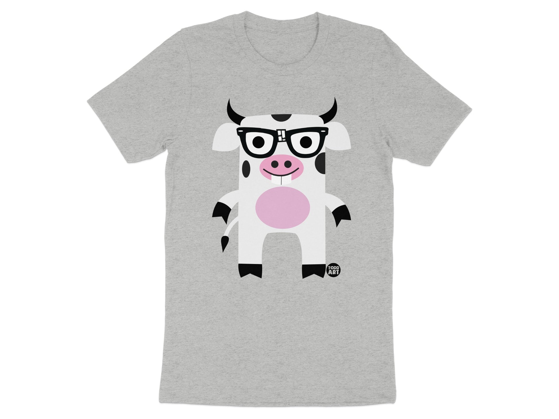 Cute Cow Wearing Glasses Graphic T-Shirt
