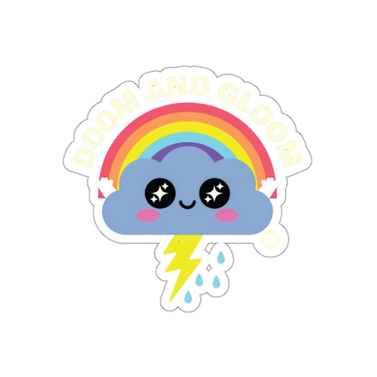 Adorable Doom and Gloom Rainbow Cloud Sticker