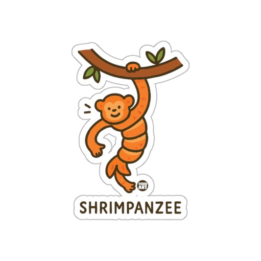 Shrimpanzee Monkey Hanging From Branch Sticker