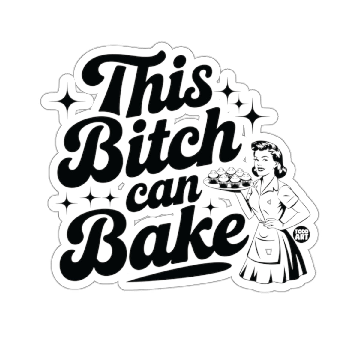 This Bitch can Bake Retro Lady Cupcakes Humorous 