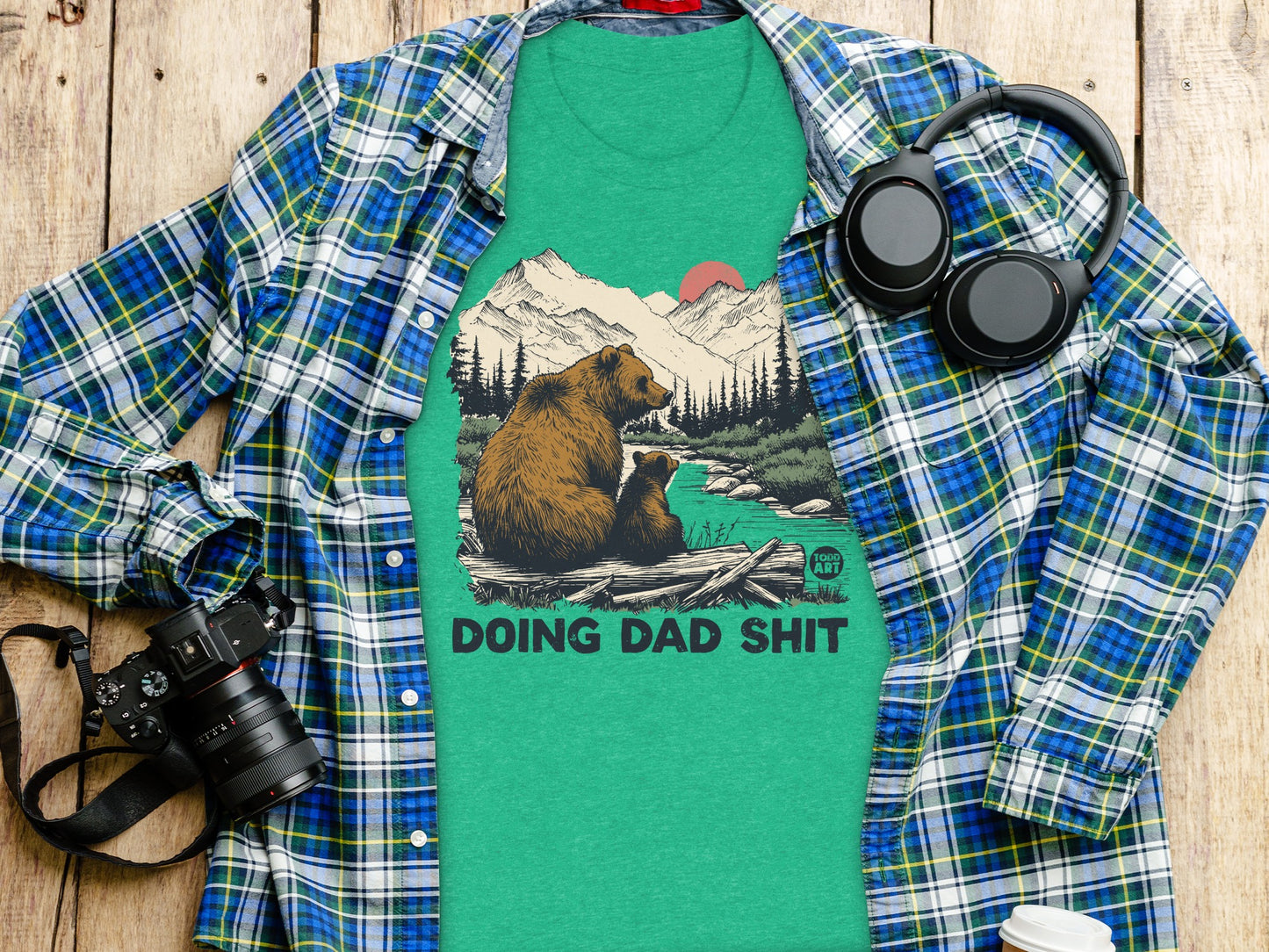 Doing Dad Shit Bear and Cub Graphic T-Shirt