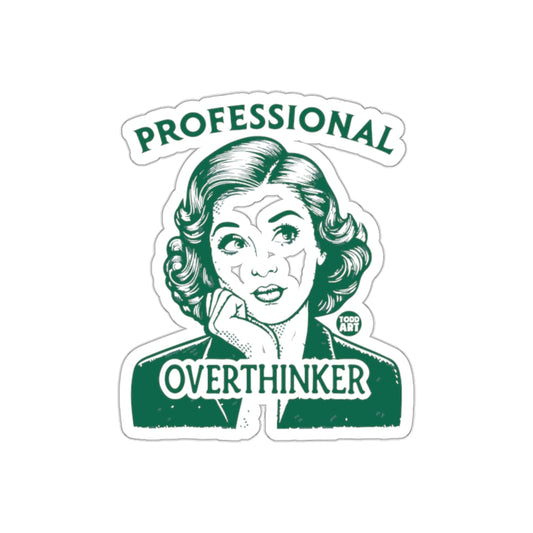 Professional Overthinker Retro Woman Funny Green sticker