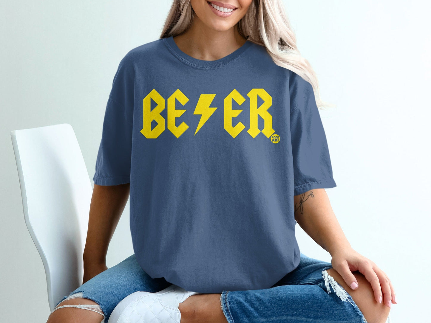 Bold Blue BE‚ö°ER Graphic Casual Tee Shirt Product