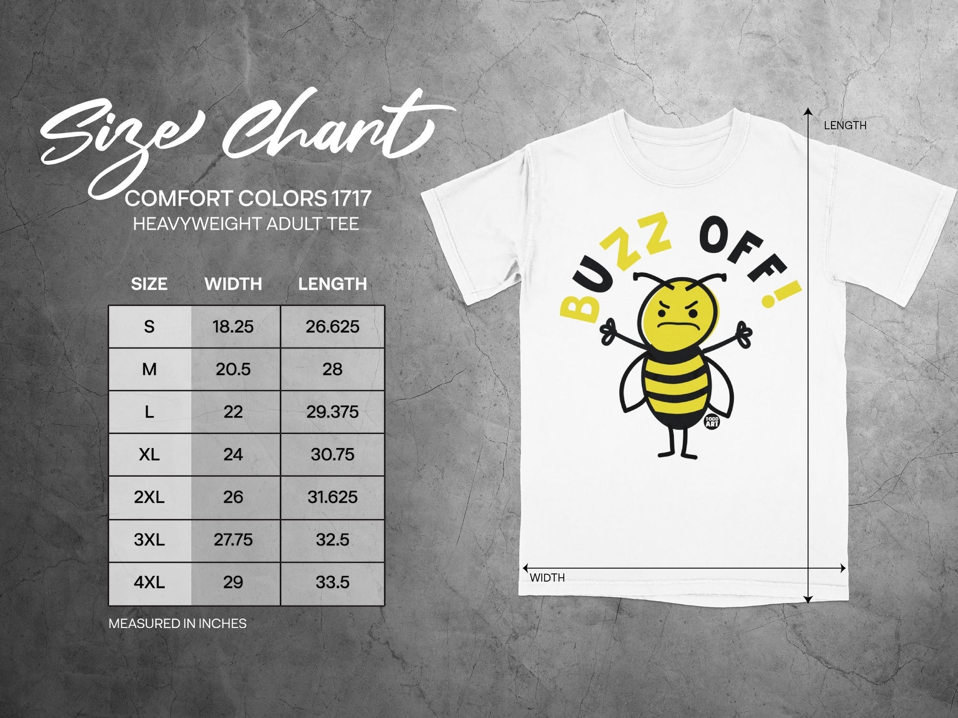 Buzz Off Angry Bee Graphic Heavyweight Adult Tee