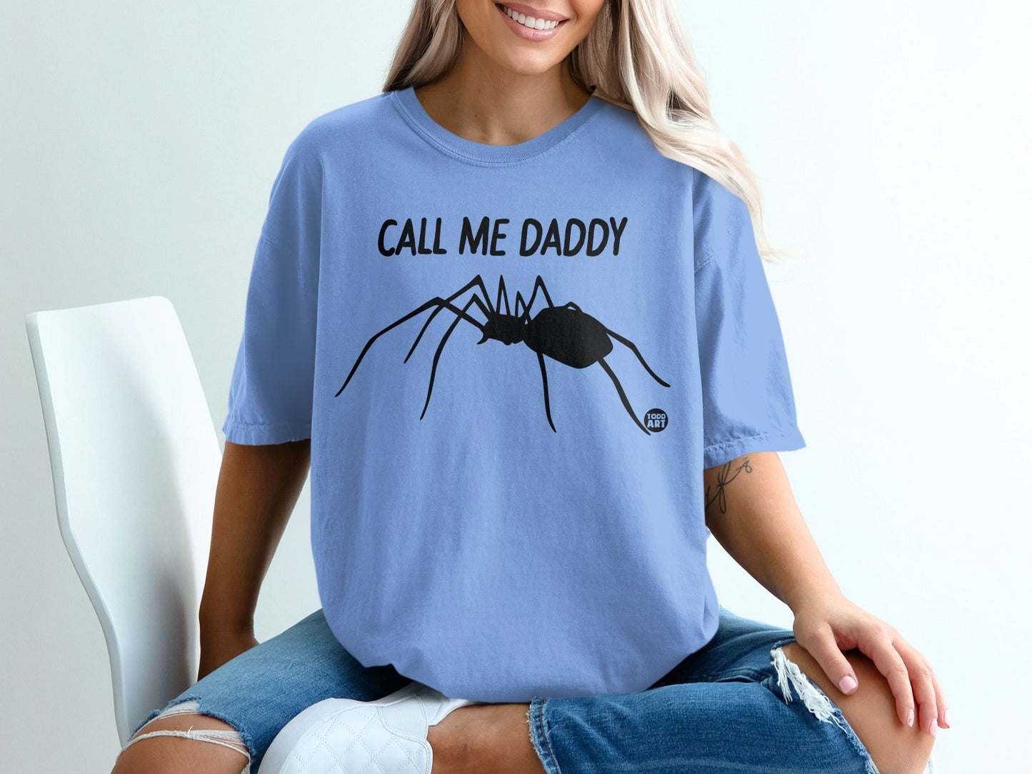 Call Me Daddy Funny Spider Print T-Shirt