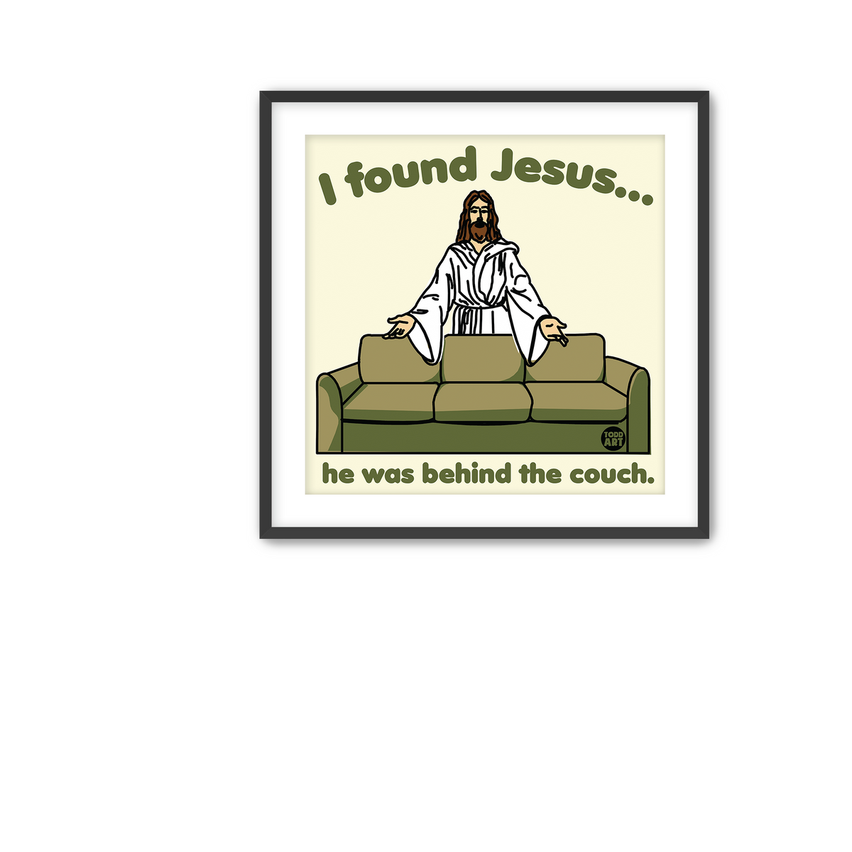Jesus Behind the Couch Fine Art Print