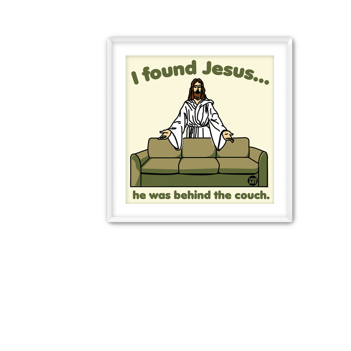 Jesus Behind the Couch Fine Art Print
