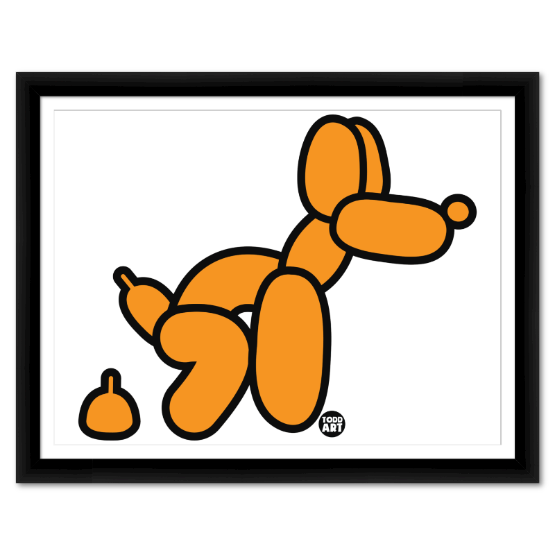 Orange Balloon Dog framed contemporary pop art print by Todd Goldman