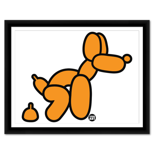 Orange Balloon Dog framed contemporary pop art print by Todd Goldman