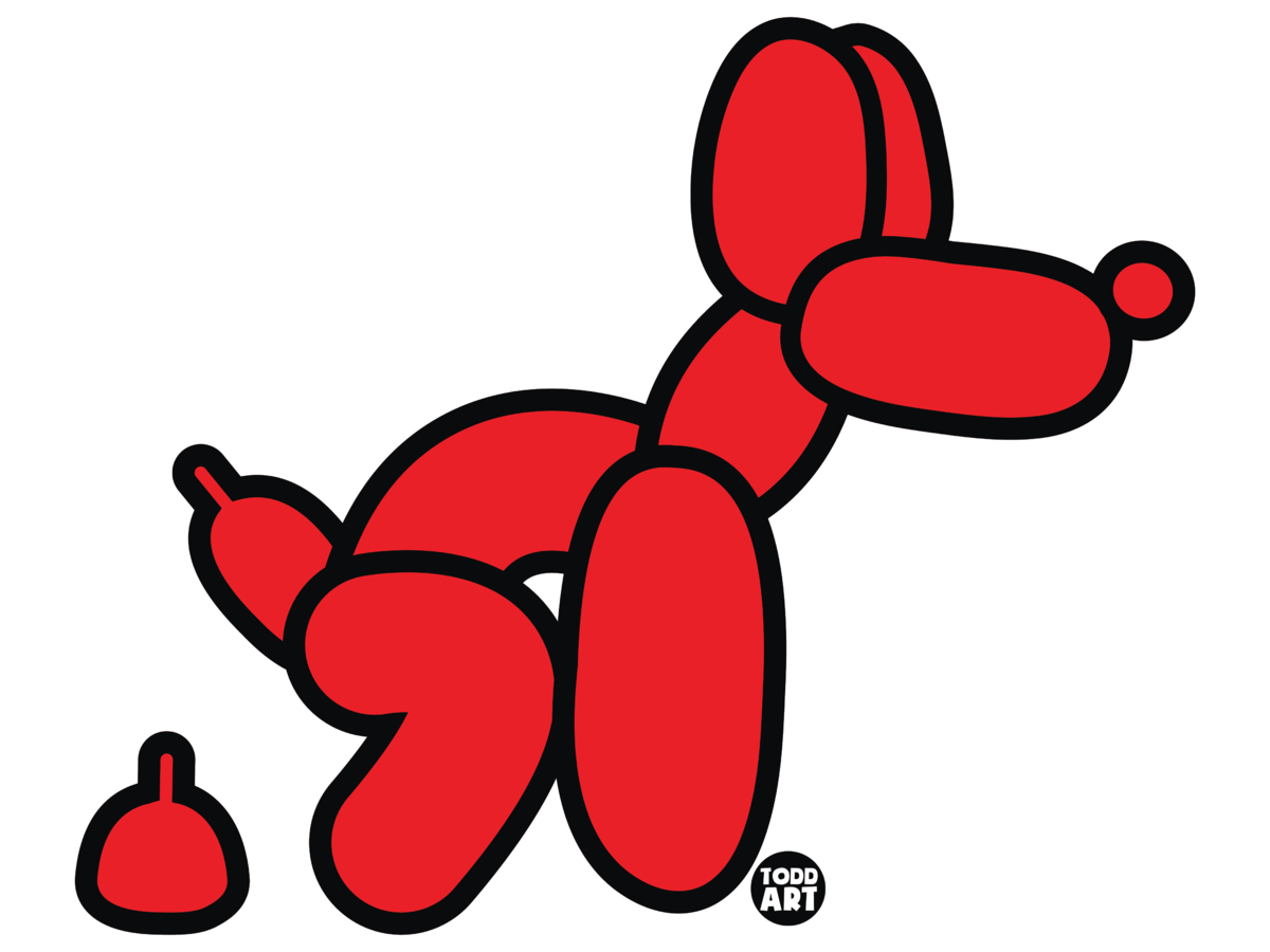Red Balloon Dog Pop Art Print by Todd Goldman